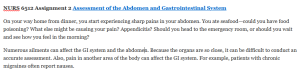 NURS 6512 Assignment 2 Assessment of the Abdomen and Gastrointestinal System 