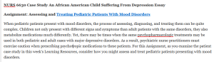 NURS 6630 Case Study An African American Child Suffering From Depression Essay 
