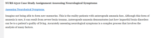 NURS 6512 Case Study Assignment Assessing Neurological Symptoms