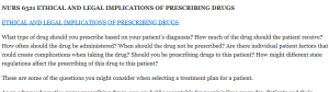 NURS 6521 ETHICAL AND LEGAL IMPLICATIONS OF PRESCRIBING DRUGS