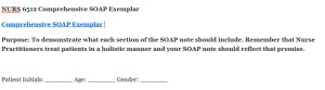 NURS 6512 Comprehensive SOAP Exemplar