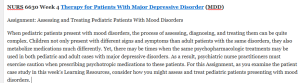 NURS 6630 Week 4 Therapy for Patients With Major Depressive Disorder (MDD)