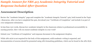 NRS 415 Academic Integrity Tutorial and Response
