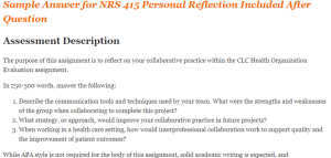 NRS 415 Personal Reflection