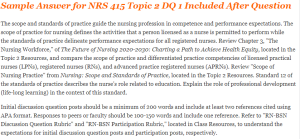 NRS 415 Topic 2 DQ 1