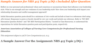 NRS 415 Topic 3 DQ 1