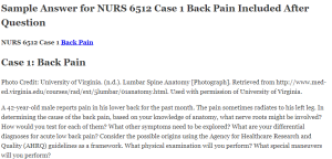 NURS 6512 Case 1 Back Pain